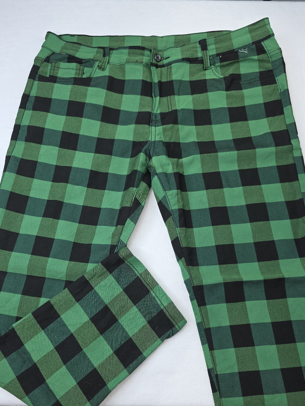 Fashion Clothing Men's Green Black Buffalo Plaid Pants Size 40 NWOT BE-3834